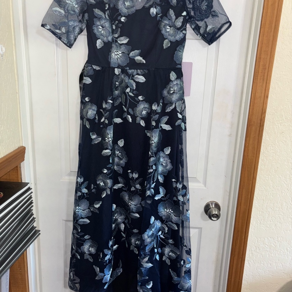 JS Collections Navy Blue Floral High Low Dress